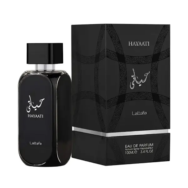 عطر یونیسکس لطافه حیاتی مشکی ادو پرفیوم Lattafa Hayaati Black Eau de Parfum