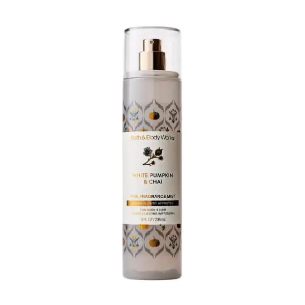 بادی اسپلش زنانه بث اند بادی ورکز وایت پامپکین اند چای Bath & Body Works White Pumpkin & Chai Fine Fragrance Mist