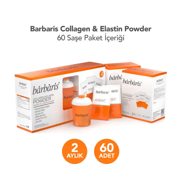 پودر کلاژن و الاستین باربارس 60 ساشه 2 بسته Barbaris Collagen & Elastin Powder