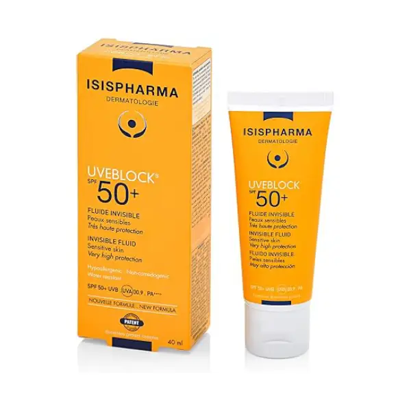فلوئید ضد آفتاب بی رنگ SPF50+ اووبلاک ایزیس فارما ISISPHARMA Uveblock SPF50+ Fluide Invisible